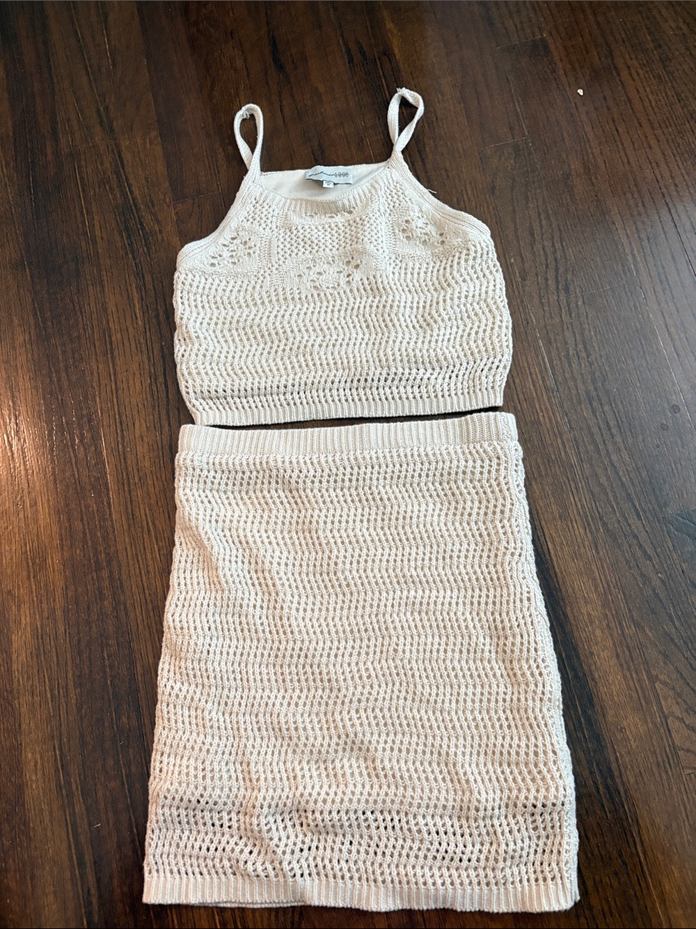 Women- Cream Crochet Two-Piece Set